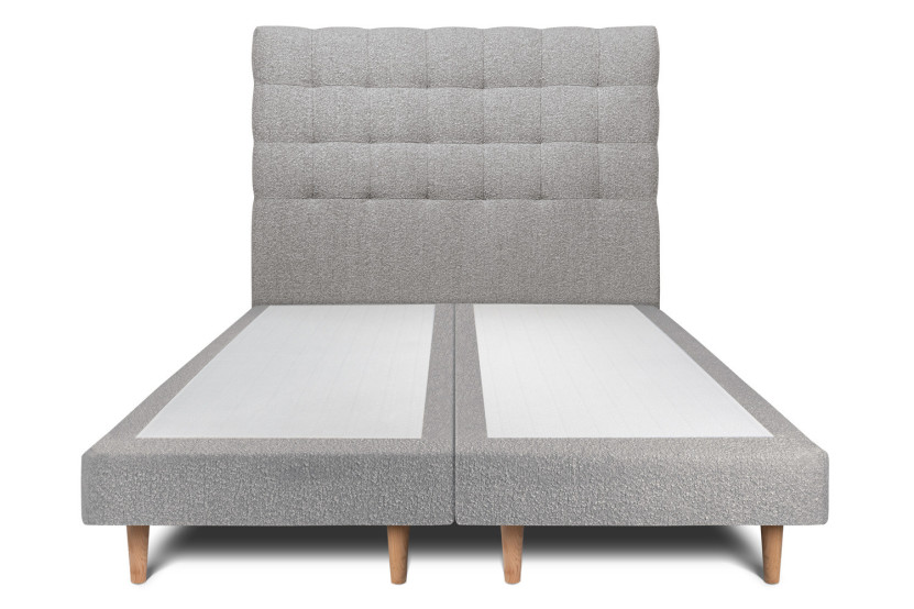 Lit 2x100x200 cm avec Tête de lit capitonnée - Tissu Bouclette