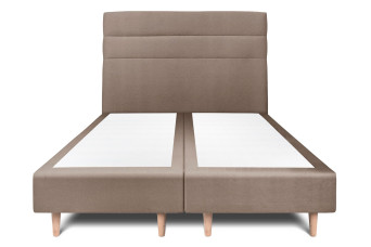 Lit 2x100x200 cm avec Tête de lit à lignes - Tissu Velours