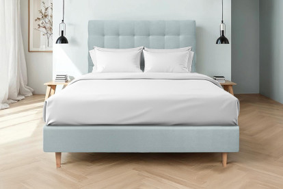 Tête de lit 135 cm Capitonnée - Tissu Velours Gris Bleute