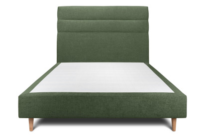 Lit 160x200 cm - Sommier tapissier H35 cm + tête de lit à lignes - Tissu Toile natté Vert Kaki