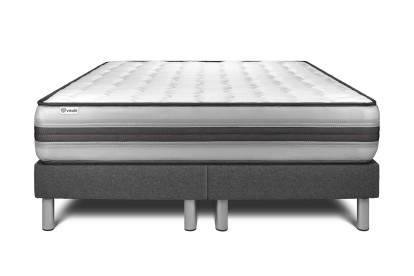 Ensemble Matelas Sommier 180x200 cm - 2 Sommiers Gris - Vitalpower Recover