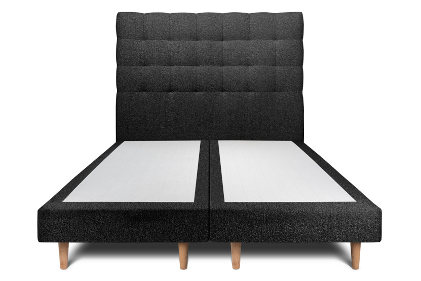 Lit 2x100x200 cm avec Tête de lit capitonnée - Tissu Bouclette