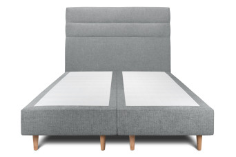 Lit 2x100x200 cm avec Tête de lit à lignes - Tissu Toile natté