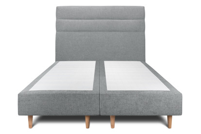 Lit 2x 100x200 cm - Sommier tapissier H35 cm + tête de lit à lignes - Tissu Toile natté Gris Anthracite