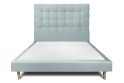 Lit 150x200 cm - Sommier tapissier H29 cm + tête de lit capitonnée - Tissu Velours Gris Bleuté