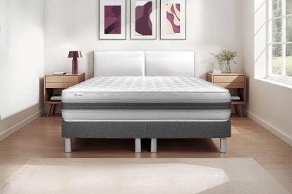 Ensemble Matelas Sommier 160x200 cm - 2 Sommiers Gris - Vitalmemo Back
