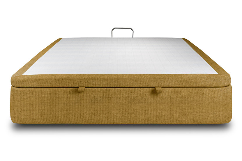 Sommier Coffre 140x190 cm - Toile Nattée - Jaune