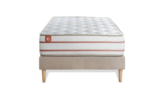 Ensemble Matelas Sommier 90x200 cm - Sommier Beige (en kit) - Le Doux