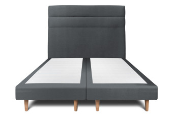 Lit 2x90x200 cm avec Tête de lit à lignes - Tissu Velours