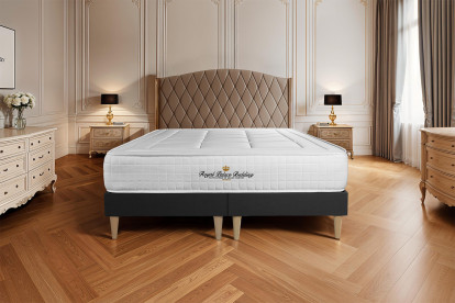 Ensemble Matelas Sommier 200x200 cm - Sommier Noir (déjà monté) - Balmoral