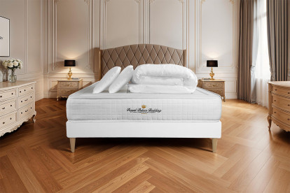 Pack lit complet 140x200 cm - Matelas + Sommier Blanc + 2 oreillers + Couette - Balmoral