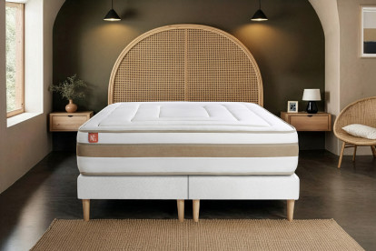 Ensemble Matelas Sommier 180x200 cm - 2 Sommiers Blanc - Le Raffiné