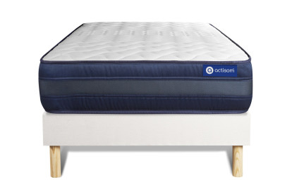 Ensemble Matelas Sommier 90x200 cm - Sommier Blanc (en kit) - Actimemo Tech