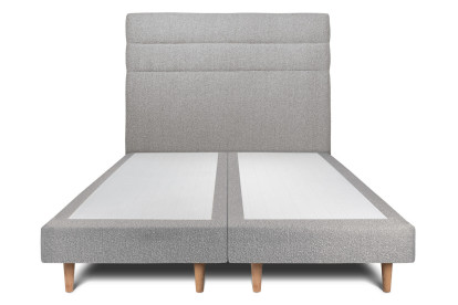 Lit 2x 80x200 cm - Sommier tapissier H29 cm + tête de lit à lignes - Tissu Bouclette Gris