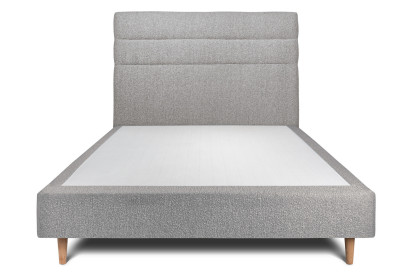 Lit 150x200 cm - Sommier tapissier H35 cm + tête de lit à lignes - Tissu Bouclette Gris
