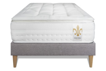 Ensemble Matelas Sommier 90x190 cm - Sommier Gris (déjà monté) - Vingt-Huit PLUS