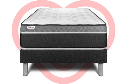 Ensemble Matelas Sommier 90x190 cm - Sommier Noir (en kit) - Vital Care