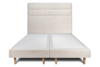 Lit 2x90x200 cm avec Tête de lit à lignes - Tissu Bouclette Lit 2x90x200 cm avec Tête de lit à lignes - Tissu Bouclette