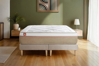 Ensemble Matelas Sommier 180x200 cm - 2 Sommiers Beige - Le Soyeux