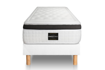 Ensemble Matelas Sommier 90x190 cm - Sommier Blanc (déjà monté) - Privilège