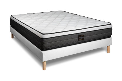 Ensemble Matelas Sommier 160x200 cm - Sommier Blanc (déjà monté) - Suite