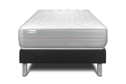 Ensemble Matelas Sommier 90x200 cm - Sommier Noir (déjà monté) - Vitalmemo