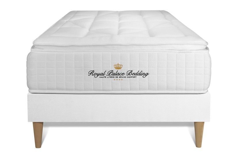 Ensemble Matelas Sommier 90x190 cm - Sommier Blanc (déjà monté) - George V