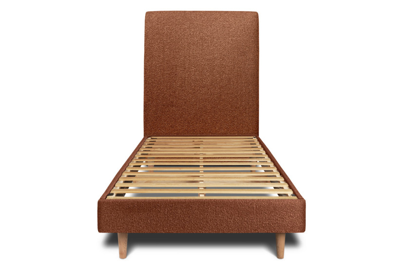 Lit 90x190 cm avec Tête de lit tapissée - Tissu Bouclette