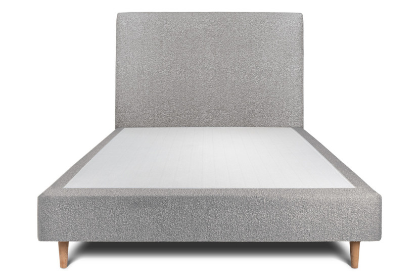 Lit 150x190 cm avec Tête de lit tapissée - Tissu Bouclette