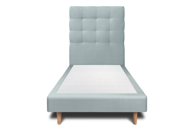 Lit 90x190 cm avec Tête de lit capitonnée - Tissu Velours