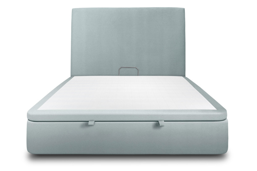 Lit coffre 200x200 cm avec Tête de lit tapissée - Tissu Velours