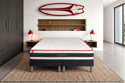 Ensemble Matelas Sommier 180x200 cm - 2 Sommiers Noir - Energy