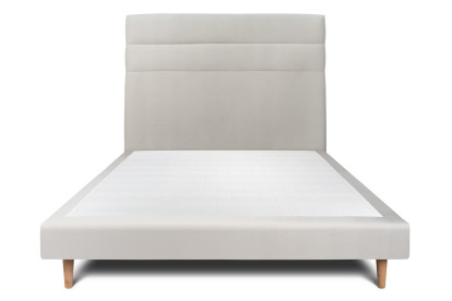 Lit 140x200 cm - Sommier tapissier H29 cm + tête de lit à lignes - Tissu Velours Gris Clair