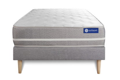Ensemble Matelas Sommier 80x190 cm - Sommier Gris (en kit) - Actimemo Touch