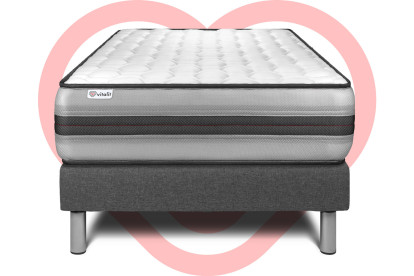 Ensemble Matelas Sommier 90x190 cm - Sommier Gris (en kit) - Vitalpower Recover