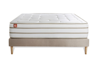 Ensemble Matelas Sommier 140x190 cm - Sommier Beige (en kit) - Le Douillet