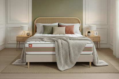 Ensemble Matelas Sommier 90x200 cm - Sommier Beige (en kit) - Le Délicat