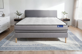 Ensemble Matelas Sommier 200x200 cm - Sommier Gris (en kit) - Actilatex Night