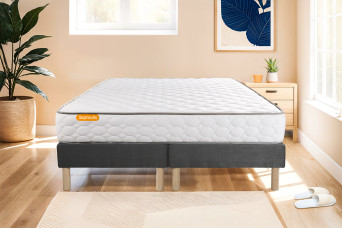 Ensemble Matelas Sommier 160x200 cm - 2 Sommiers Gris - Memo