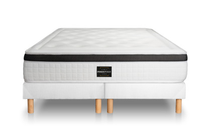 Pack lit complet 200x200 cm - Matelas + 2 Sommiers Blancs + 2 oreillers + Couette - Privilège