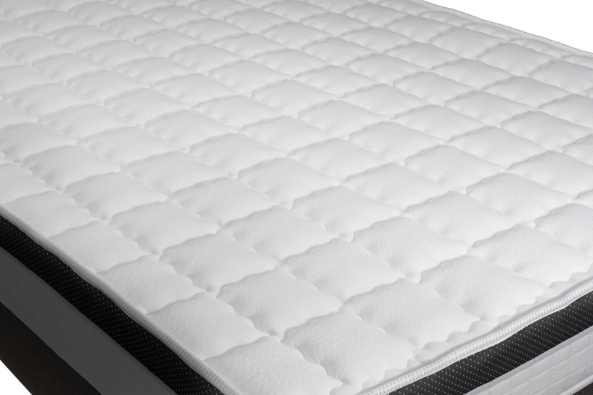 Ensemble Matelas Sommier 140x190 cm - Sommier Noir (déjà monté) - Supérieur