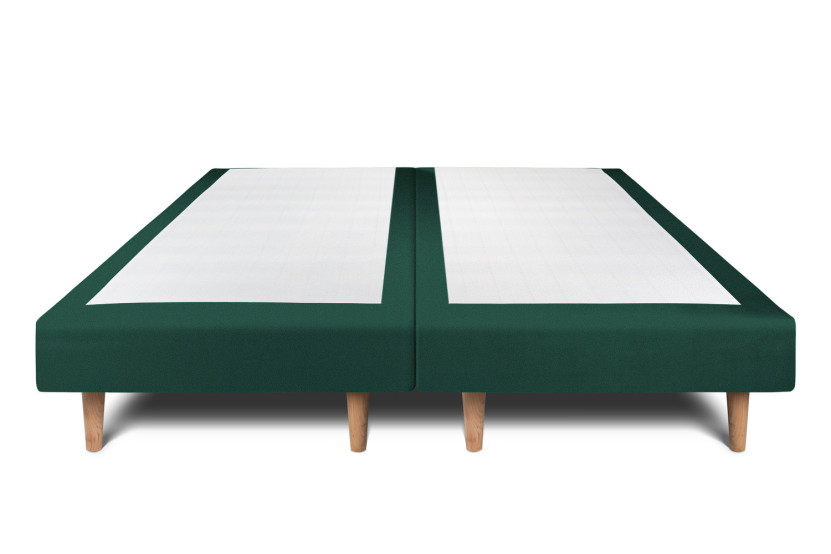 Lit 2x80x200 cm avec Tête de lit à lignes - Tissu Velours