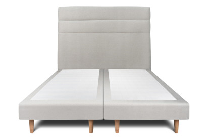 Lit 2x 80x200 cm - Sommier tapissier H29 cm + tête de lit à lignes - Tissu Velours Gris Clair