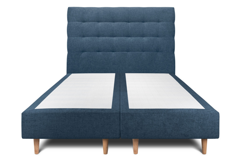 Lit 2x90x200 cm avec Tête de lit capitonnée - Tissu Toile natté