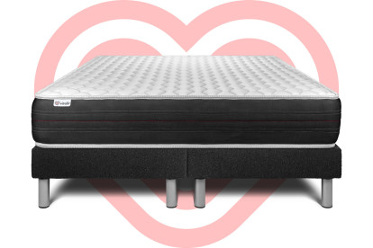 Ensemble Matelas Sommier 200x200 cm - 2 Sommiers Noir - Vitalspring