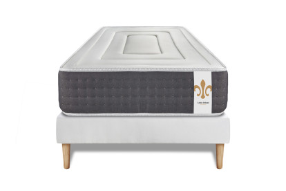 Ensemble Matelas Sommier 90x190 cm - Sommier Blanc (en kit) - Vingt-Six