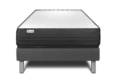 Ensemble Matelas Sommier 90x190 cm - Sommier Gris (en kit) - Vitalpower