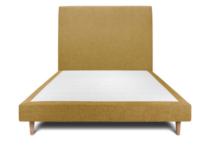 Lit 150x200 cm - Sommier tapissier H29 cm + tête de lit tapissée - Tissu Toile natté Jaune
