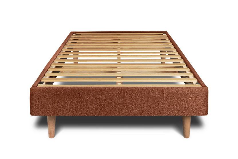 Lit 90x190 cm avec Tête de lit tapissée - Tissu Bouclette