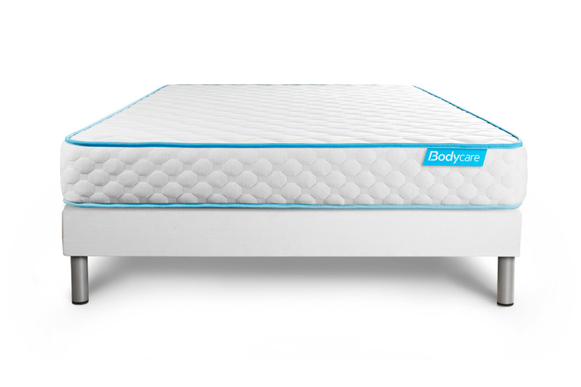 Ensemble Matelas Sommier 160x200 cm - Sommier Blanc (déjà monté) - Bodyone